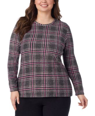 Plus Size Long-Sleeve Fleecewear Stretch Top