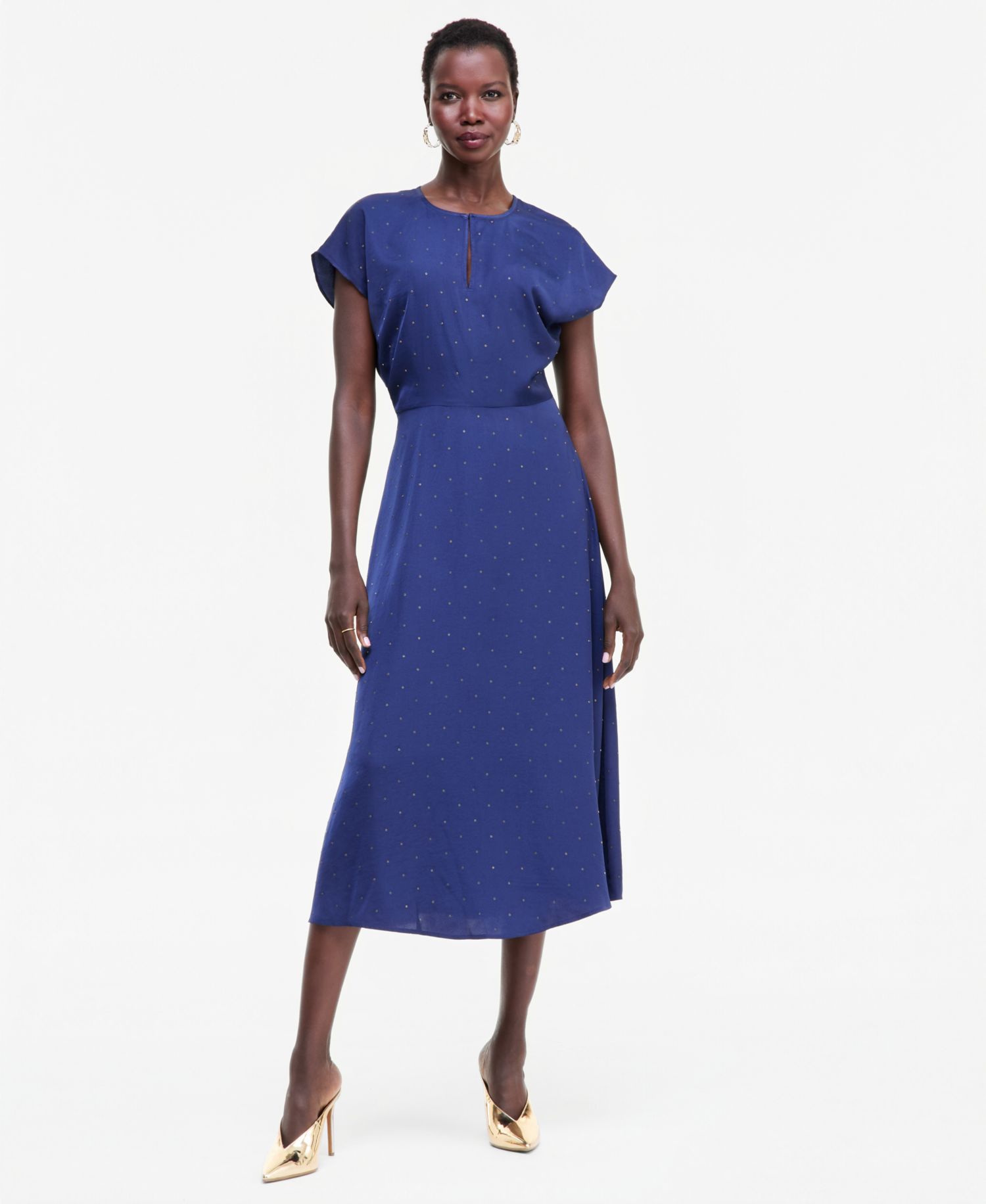 Women's Crystal Embellished Satin Midi Dress