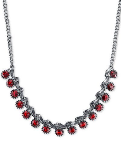 2028 Silver-Tone Red Crystal Collar Necklace