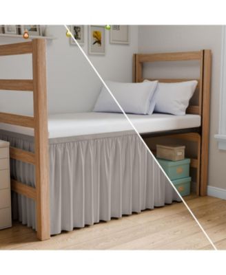 Elastic Wrap Around Dorm Bed Skirt, Easy Fit 32-42" Extra Long Drop