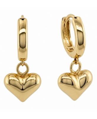Silver and Gold Heart Drop Hoop Earrings