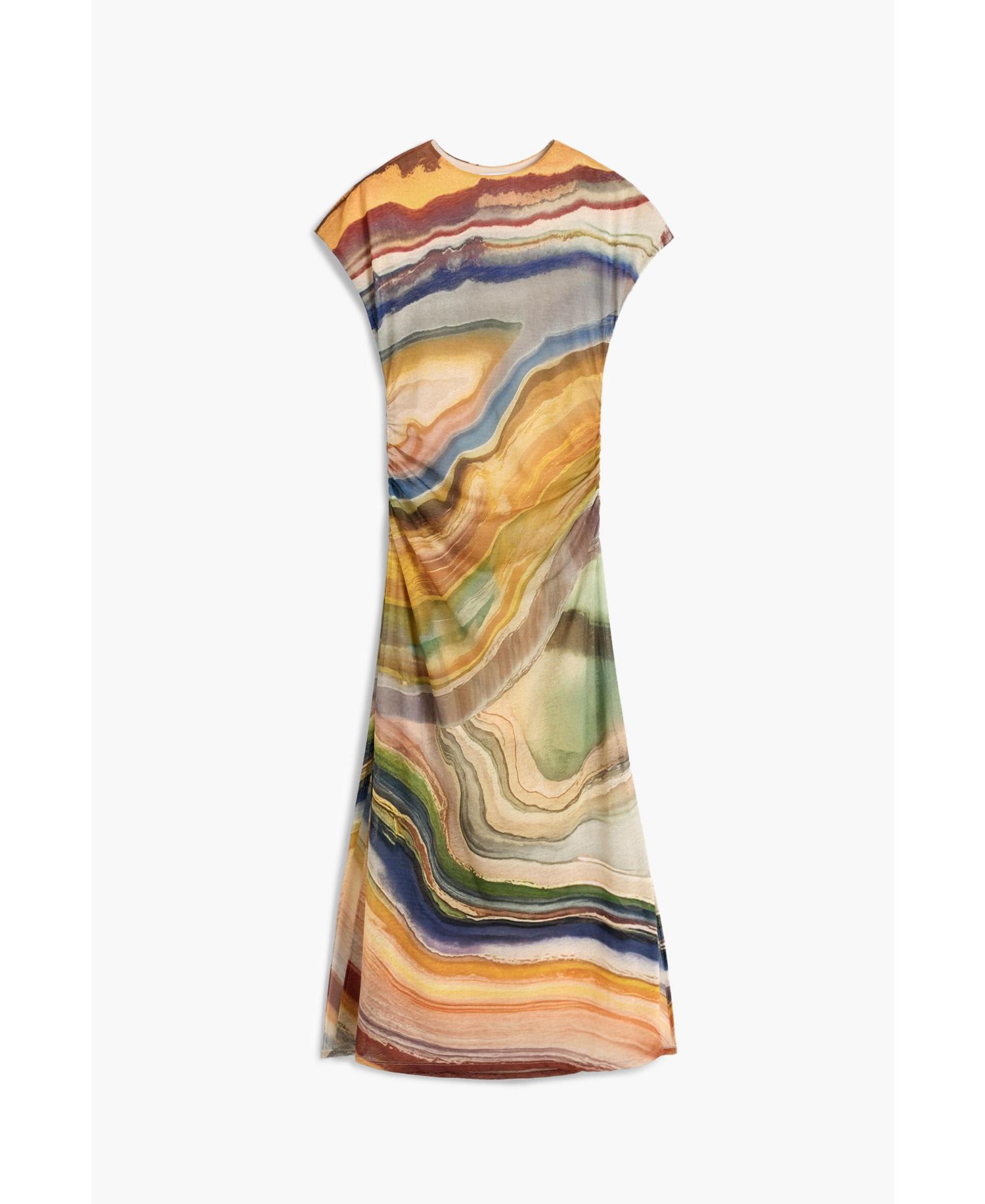 Women's Short-Sleeve Print Midi Dress