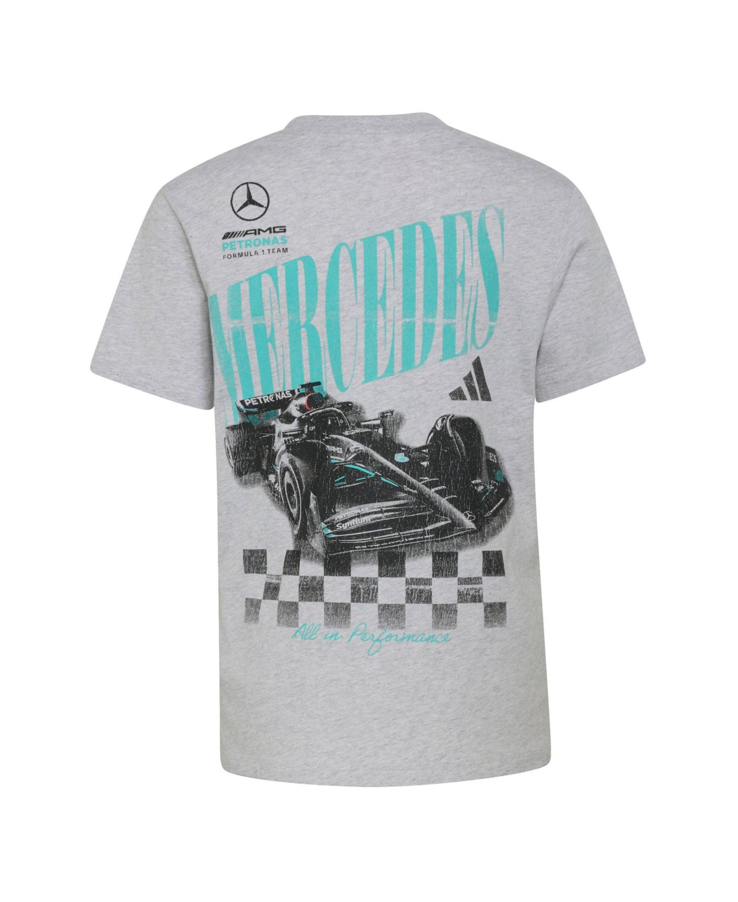 Big Boys and Girls Heather Gray Mercedes-AMG Petronas F1 Team All In Performance Graphic T-Shirt