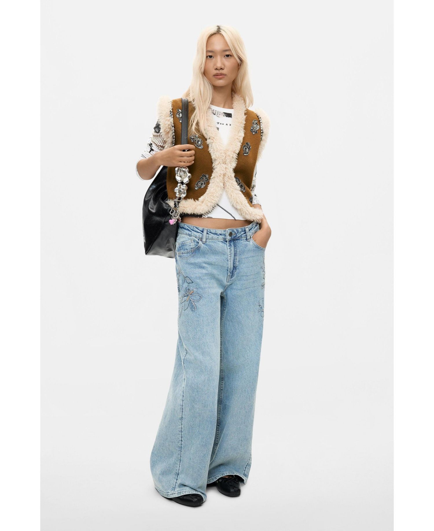 Women's Embroidered fur vest