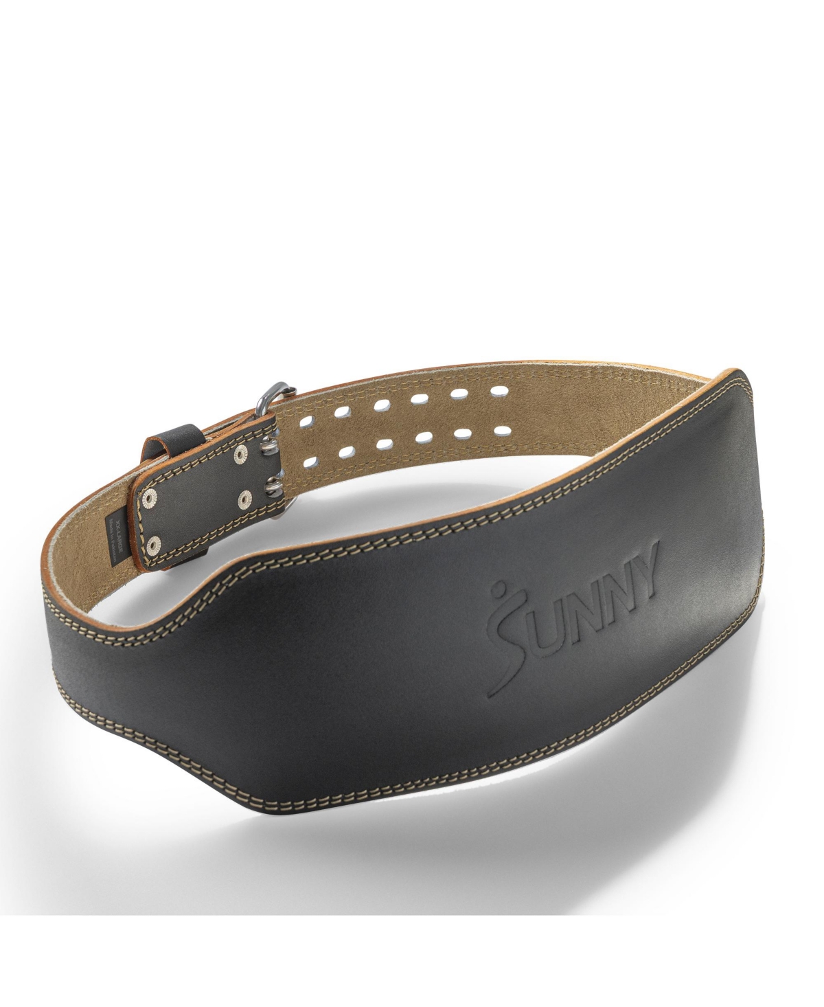 Sunny Health and Fitness Heavy-Duty 6" Leather Weightlifting Belt for Squats, Deadlifts, Powerlifting & Strength Training - Black