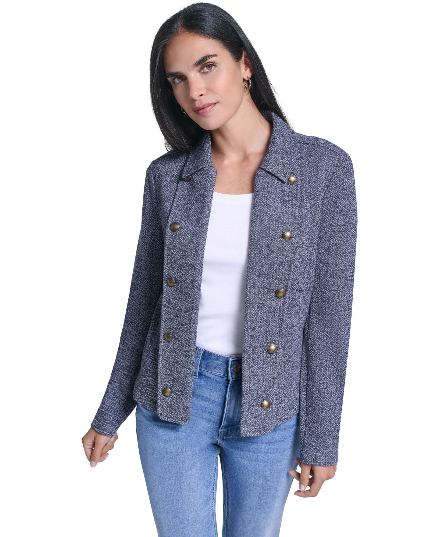 Женская куртка Nautica Marled Band Double-Breasted, цвет: Ночной небесно-голубой — фото 1