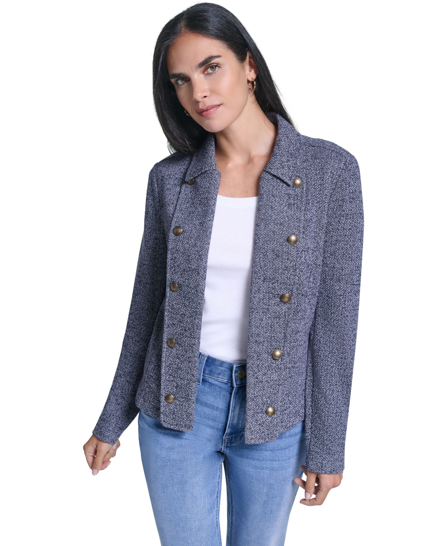 Women's Marled Band Double-Breasted Jacket