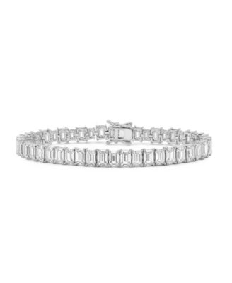 Fine Silver-Plated Pave Square Tennis Bracelet
