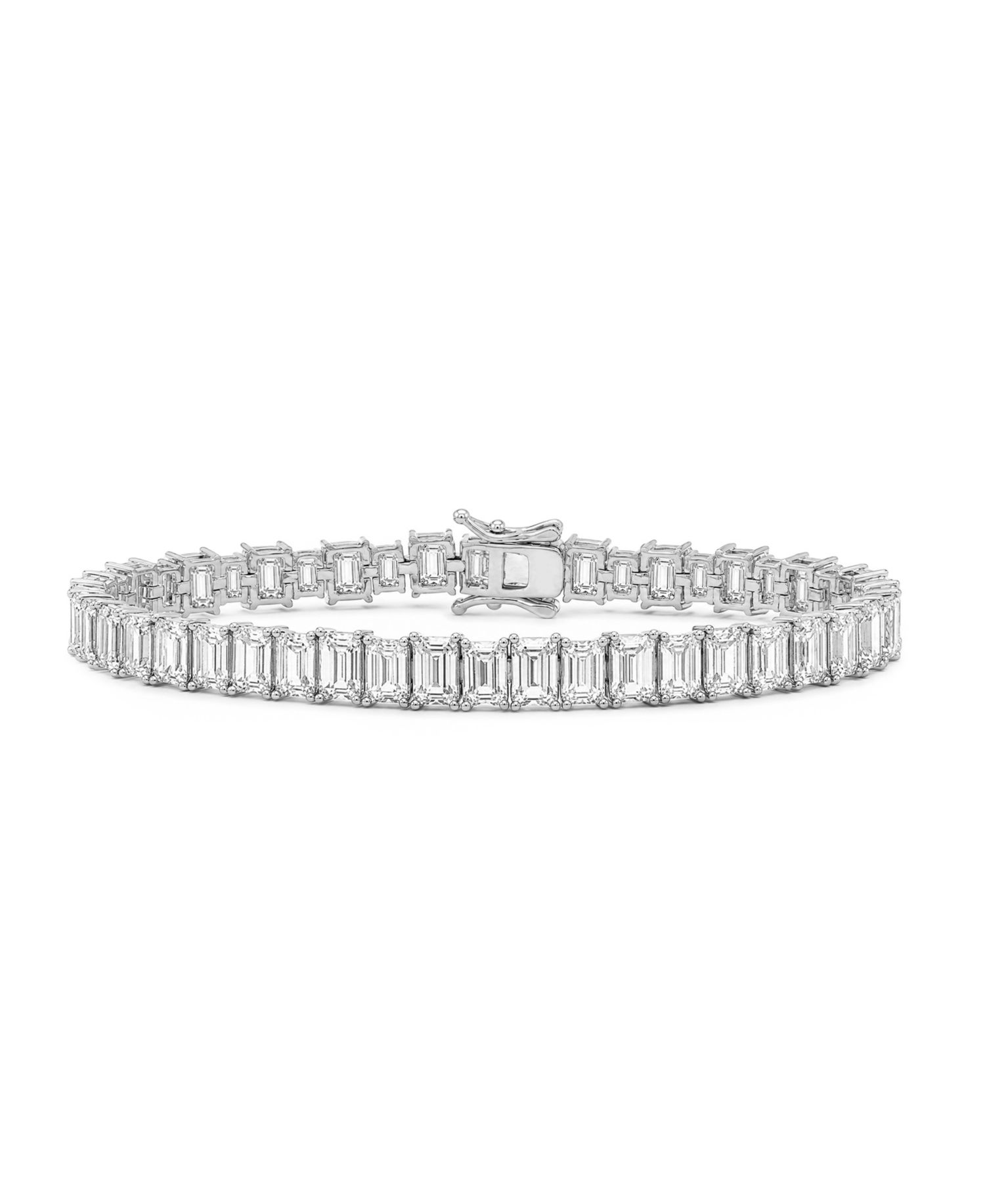Fine Silver-Plated Pave Square Tennis Bracelet