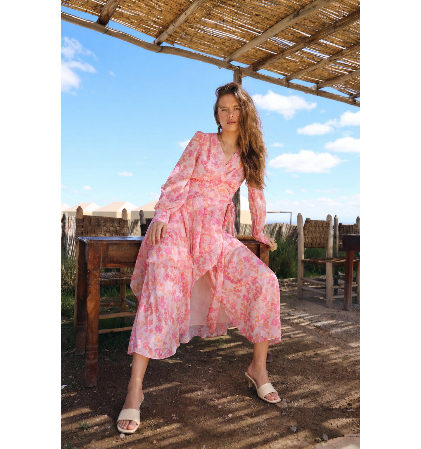 Женское платье CRAS Romance V-Neck Long-Sleeve Floral-Print Maxi, цвет: Cloudy Flower — фото 7