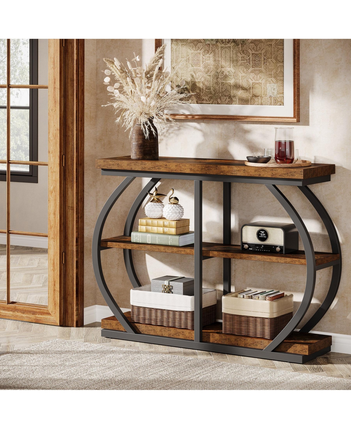 Slickblue 41" Console Table with 3-Tier Storage Shelves