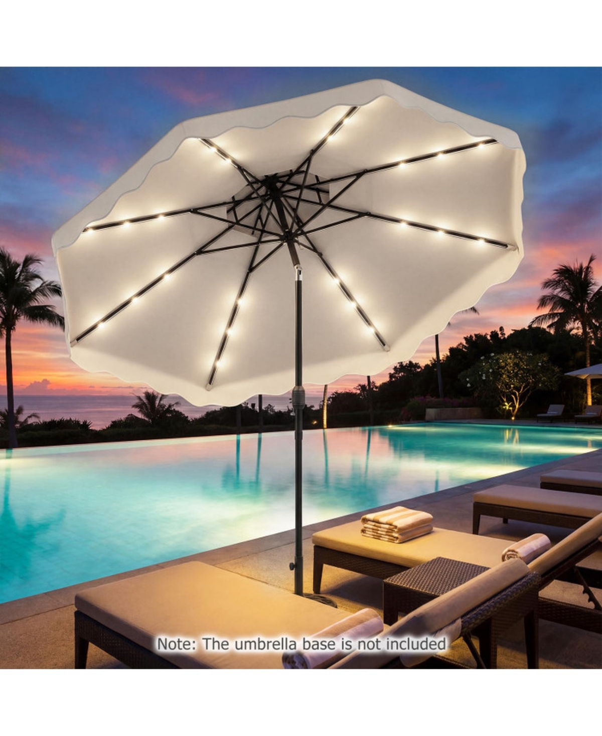 Sugift 10 Feet Solar Led Patio Umbrella for Deck and Pool