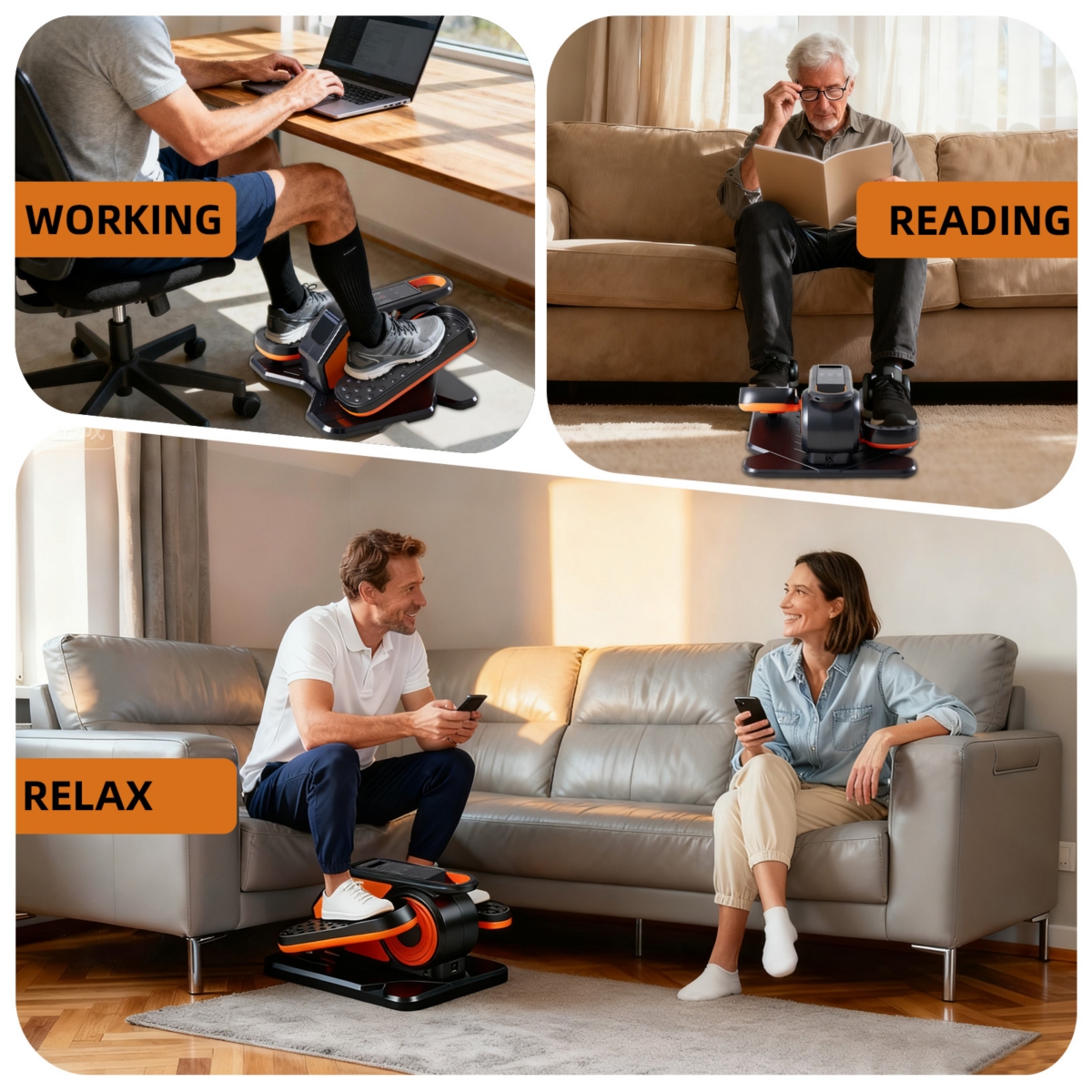 Zeny Compact Under-Desk Elliptical, Quiet Mini Pedal Exerciser with Adjustable Speed and Led Display
