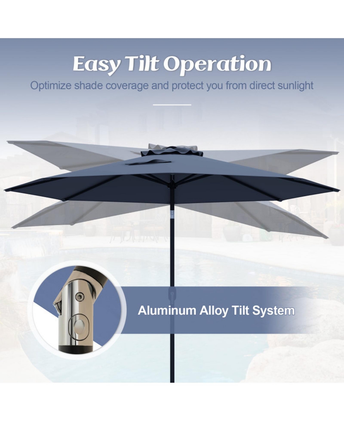 Sugift Patio Umbrella with Tilt Adjustment and Crank