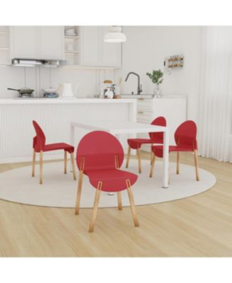5-Piece Outdoor Dining Set – 55 Inch Table with 4 Wood Legs and PP Chairs