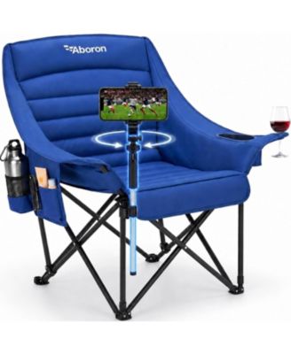 Oversized Camping Chair,Padded Folding with Side Pocket,Adjustable Phone Holder,500lbs Heavy Duty,Portable Lawn Chair for Sports,Fishing,Beach