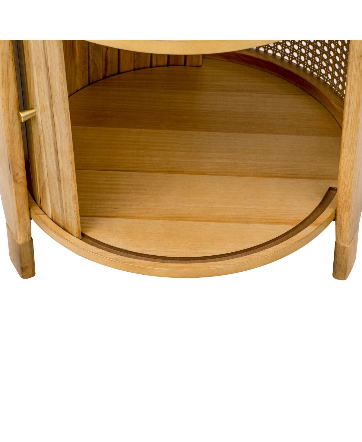 Flynama Round Rotating Coffee Table Rattan Hidden Storage Mdf Modern Living Room Table