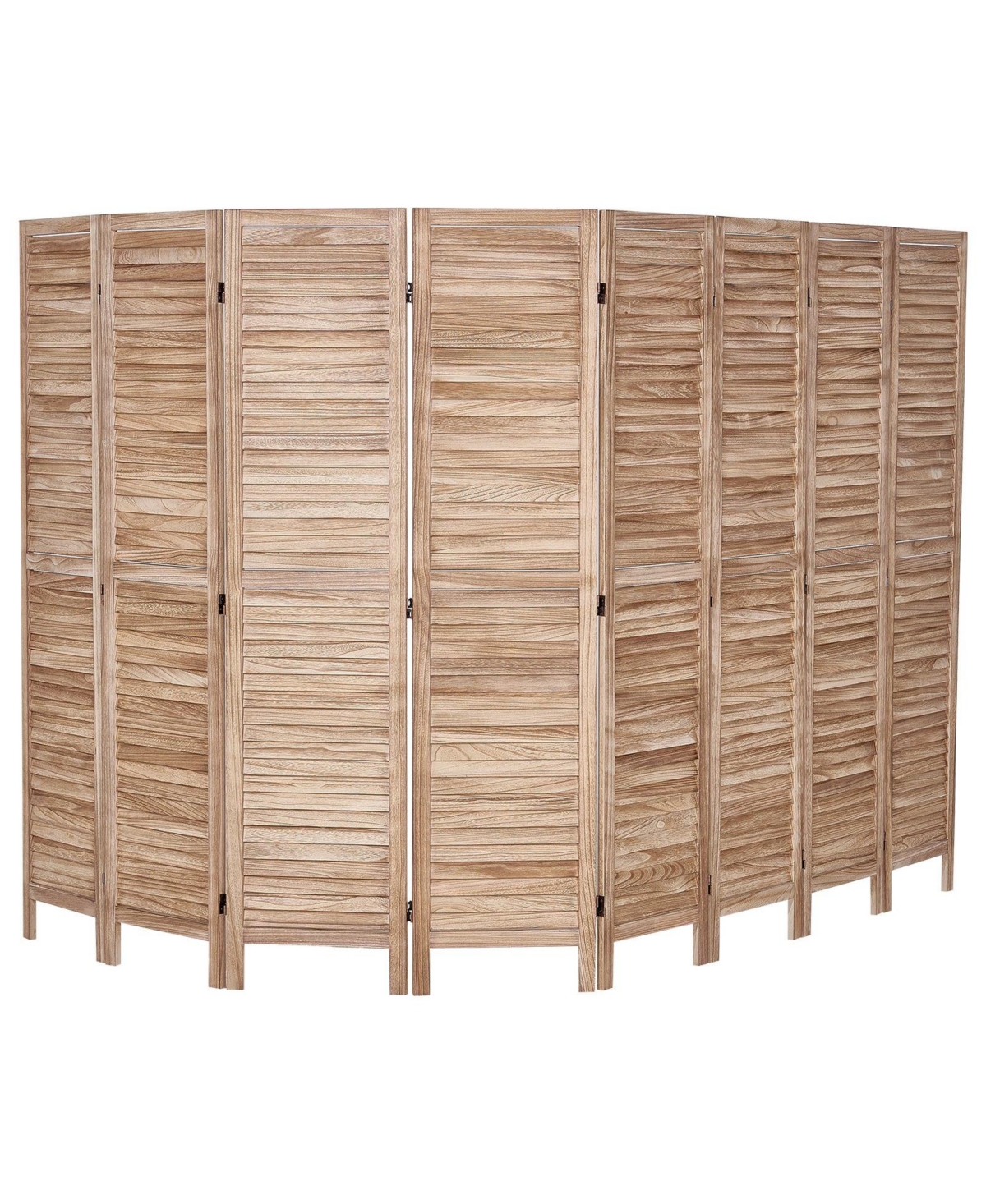 Slickblue 8 Panel Folding Wood Privacy Screen, Tall Louvered Room Divider for Bedroom Living Office