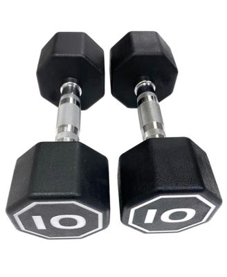 Octagonal Rubber Coated Dumbbell with Knurled Chrome Handle for Home and Gym Strength Training