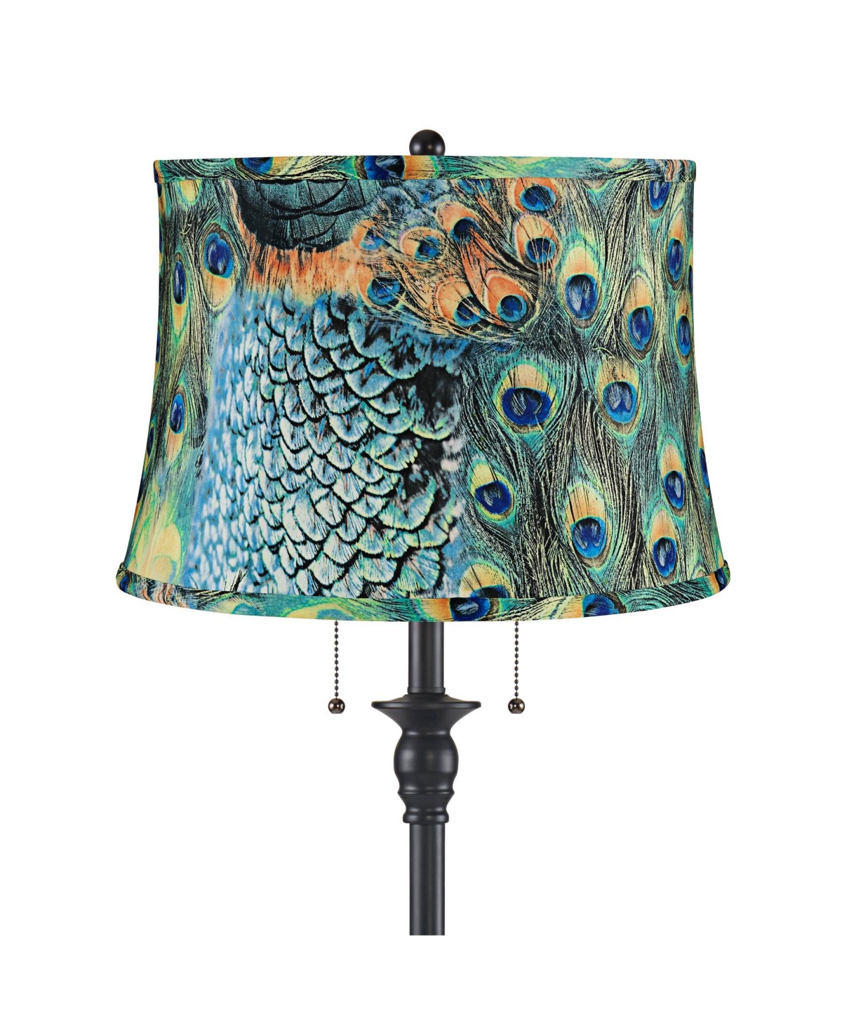 360 Lighting Dyna 58" High and Peacock Drum Shade 2-Light Floor Lamp