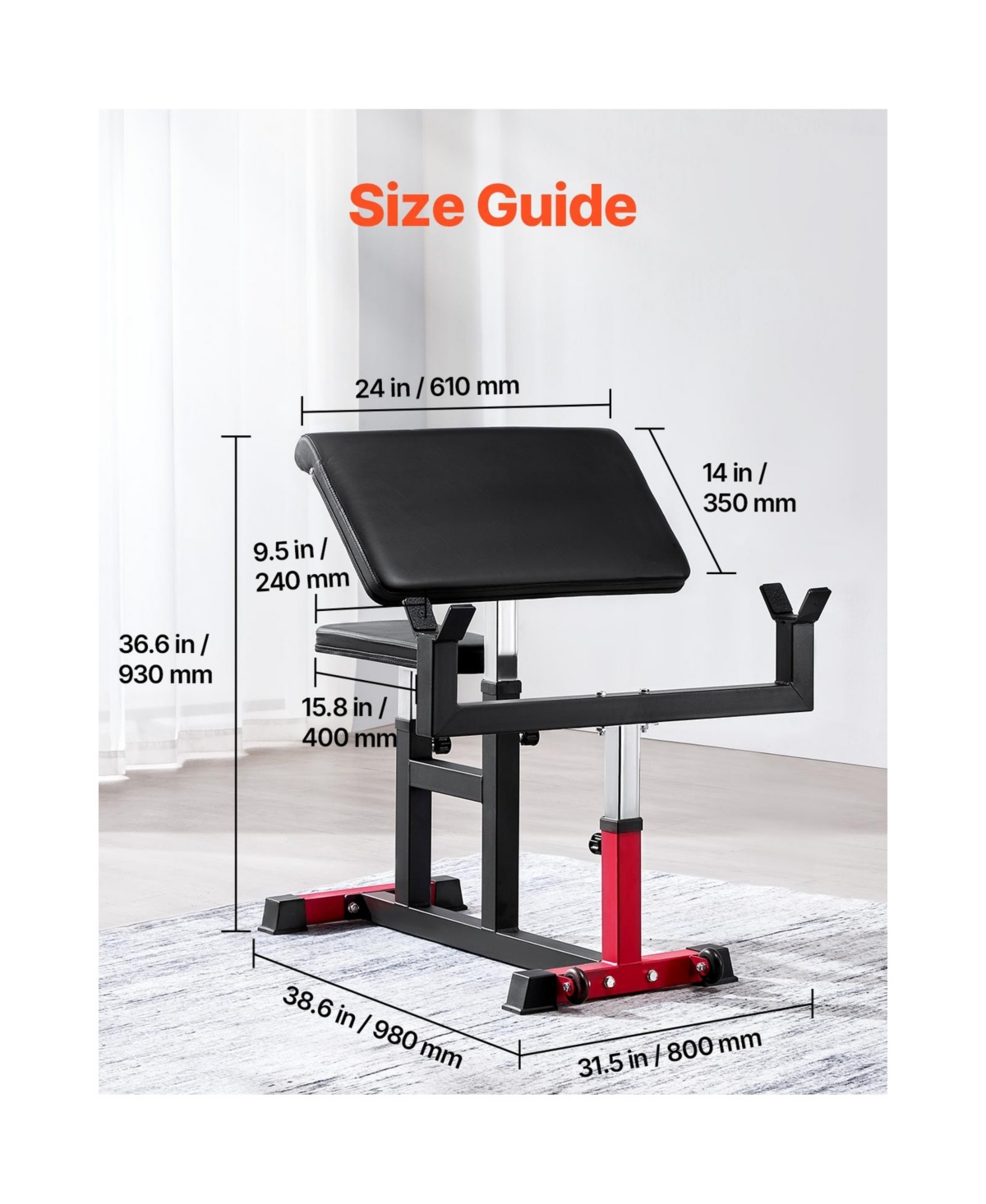 Sugift Adjustable Preacher Curl Bench Biceps Training Station with 440 Lbs Max Load for Home Gym