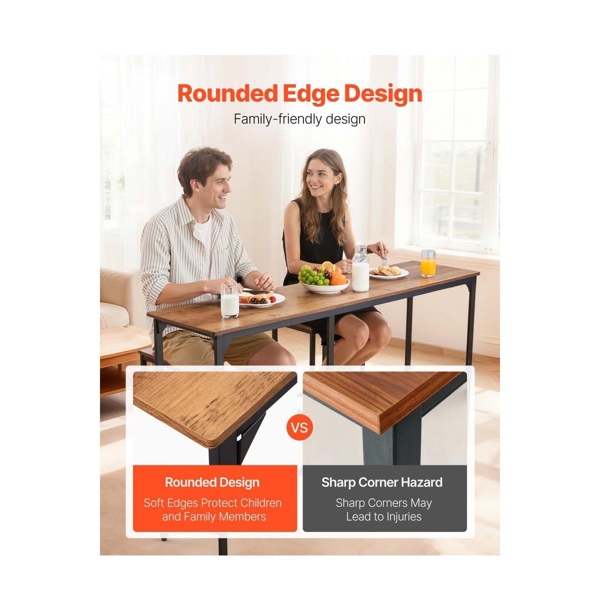 Slickblue 63 Inch Kitchen Bar Table with Rounded Edge High Top Dining Design
