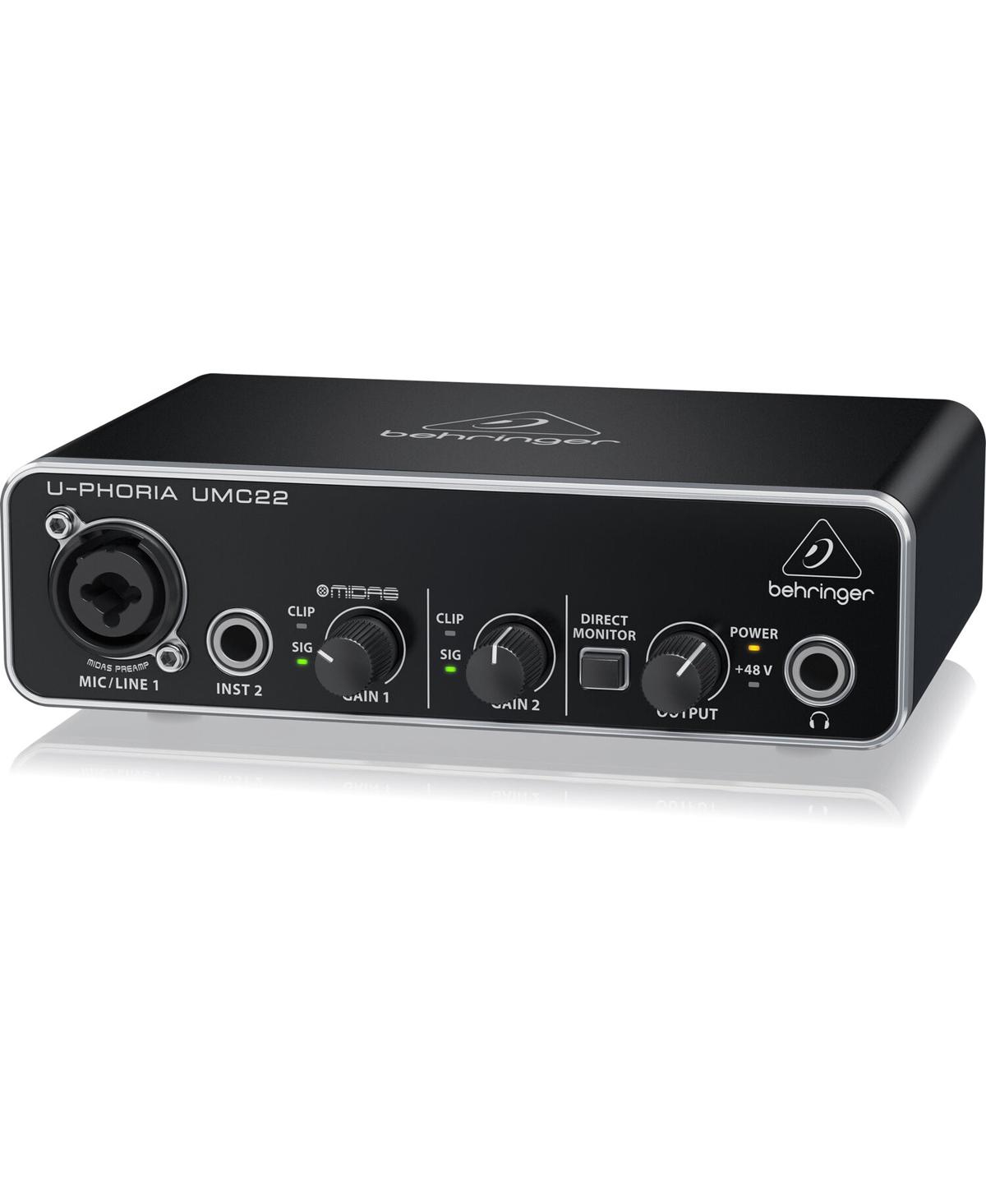 Behringer U-Phoria UMC22 2x2 96 kHz Phantom Power Audio Interface Compatible with Mac Os X and Windows