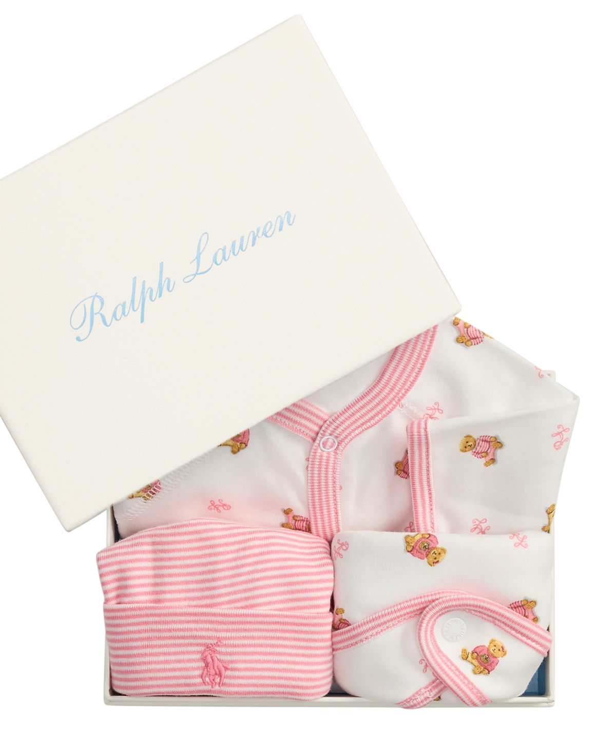 Polo Ralph Lauren Baby Boys 3-Piece Coverall, Bib and Beanie Gift Set