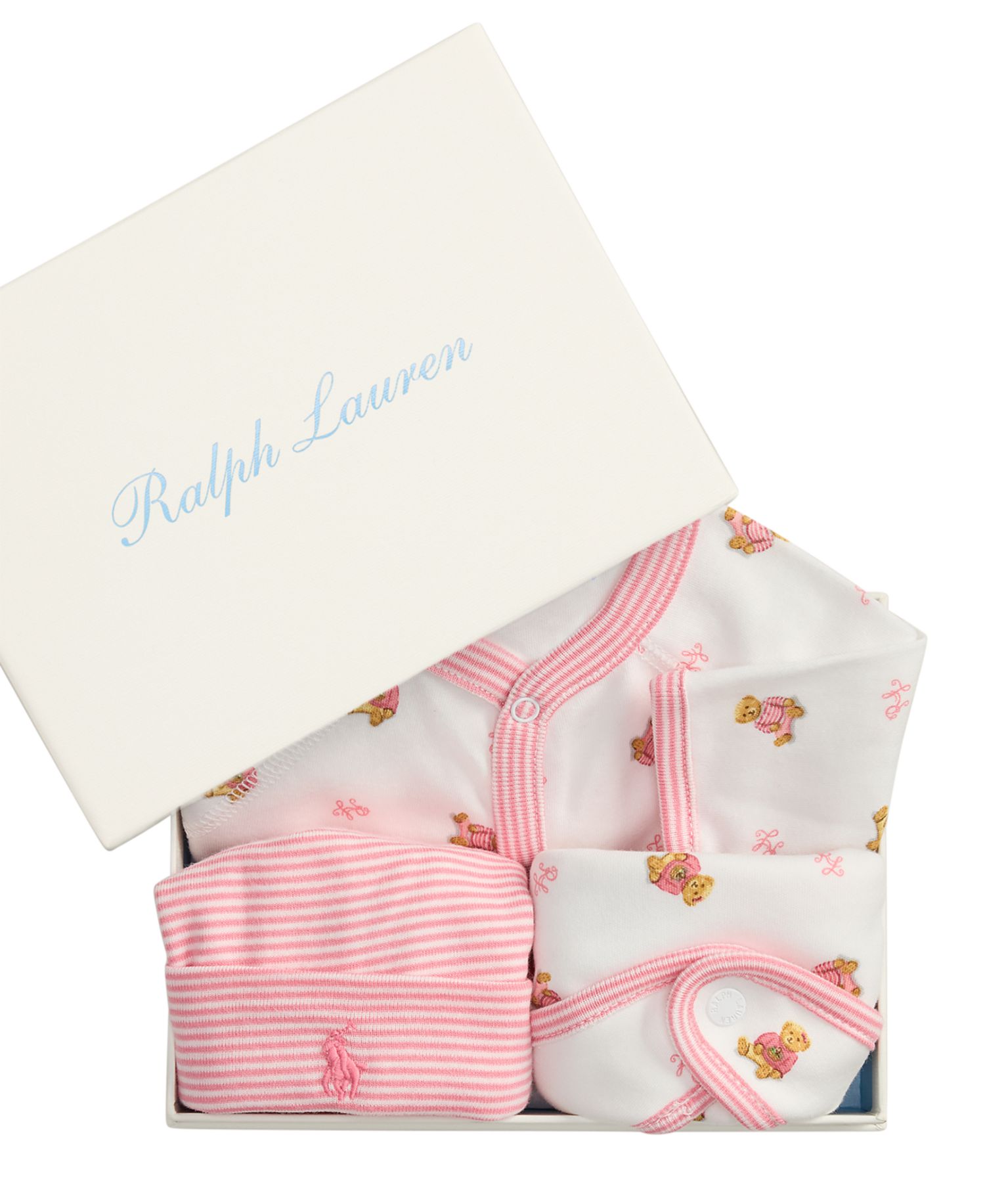 Baby Girls' Polo Bear Cotton 3-Piece Gift Set