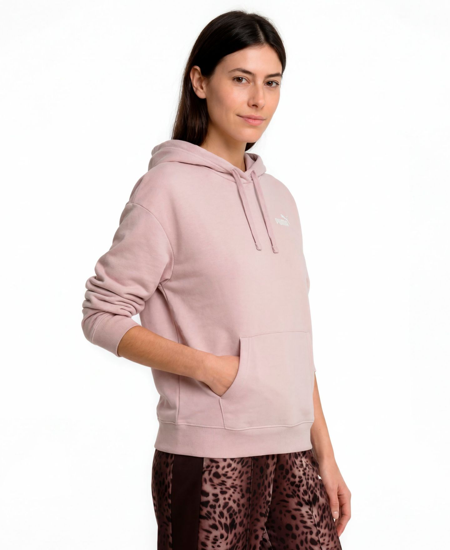 Женское худи Puma ESS Small No.1 Logo Standard Pullover Fleece, цвет: Розовый — фото 3
