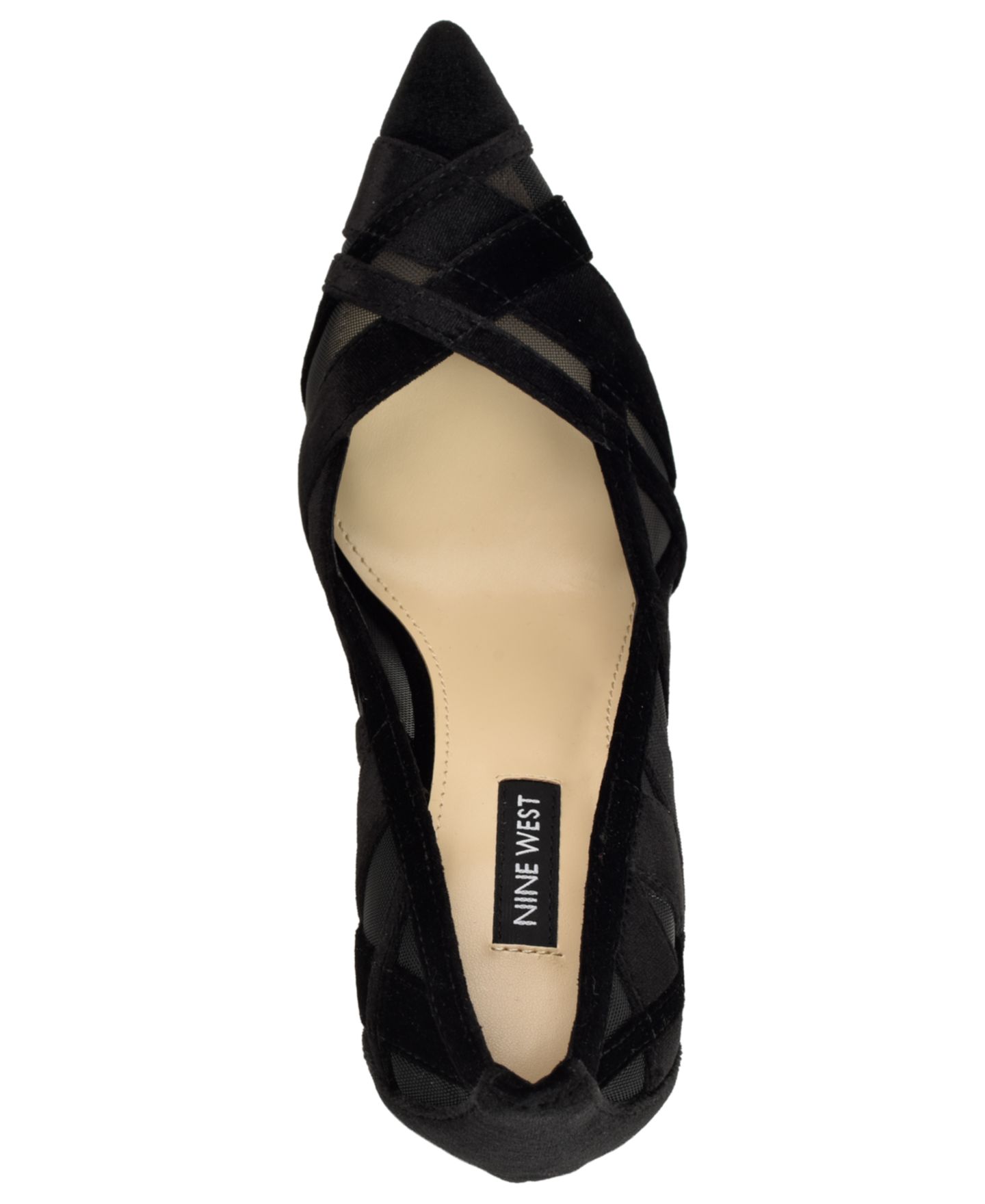 Женские прозрачные туфли-лодочки Nine West Farella на шпильке с решётчатым верхом, цвет: Чёрный бархатный — фото 4