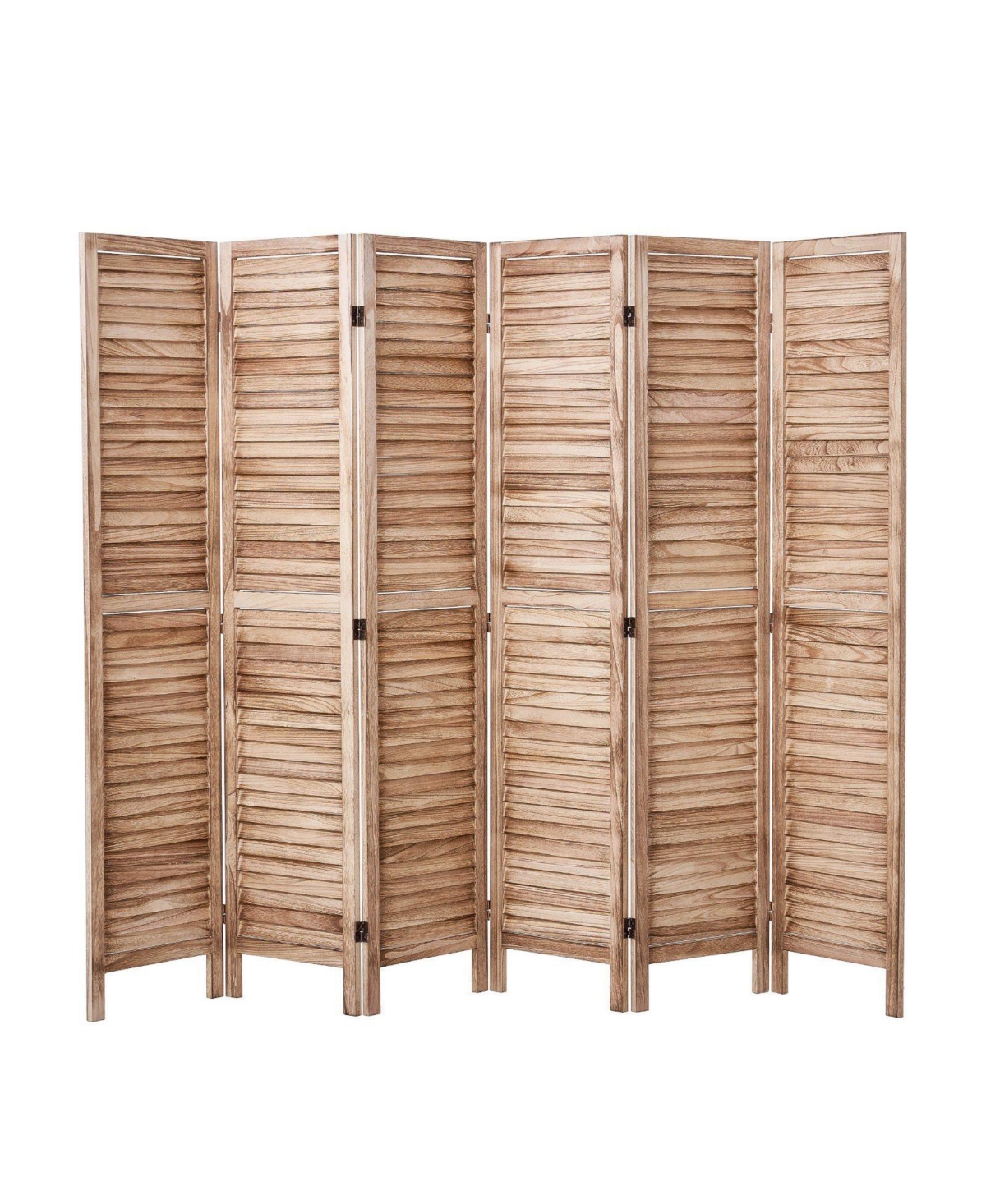 Slickblue 6 Panel Louvered Wood Room Divider, Folding Privacy Screen for Living Room, Office & Restaurant