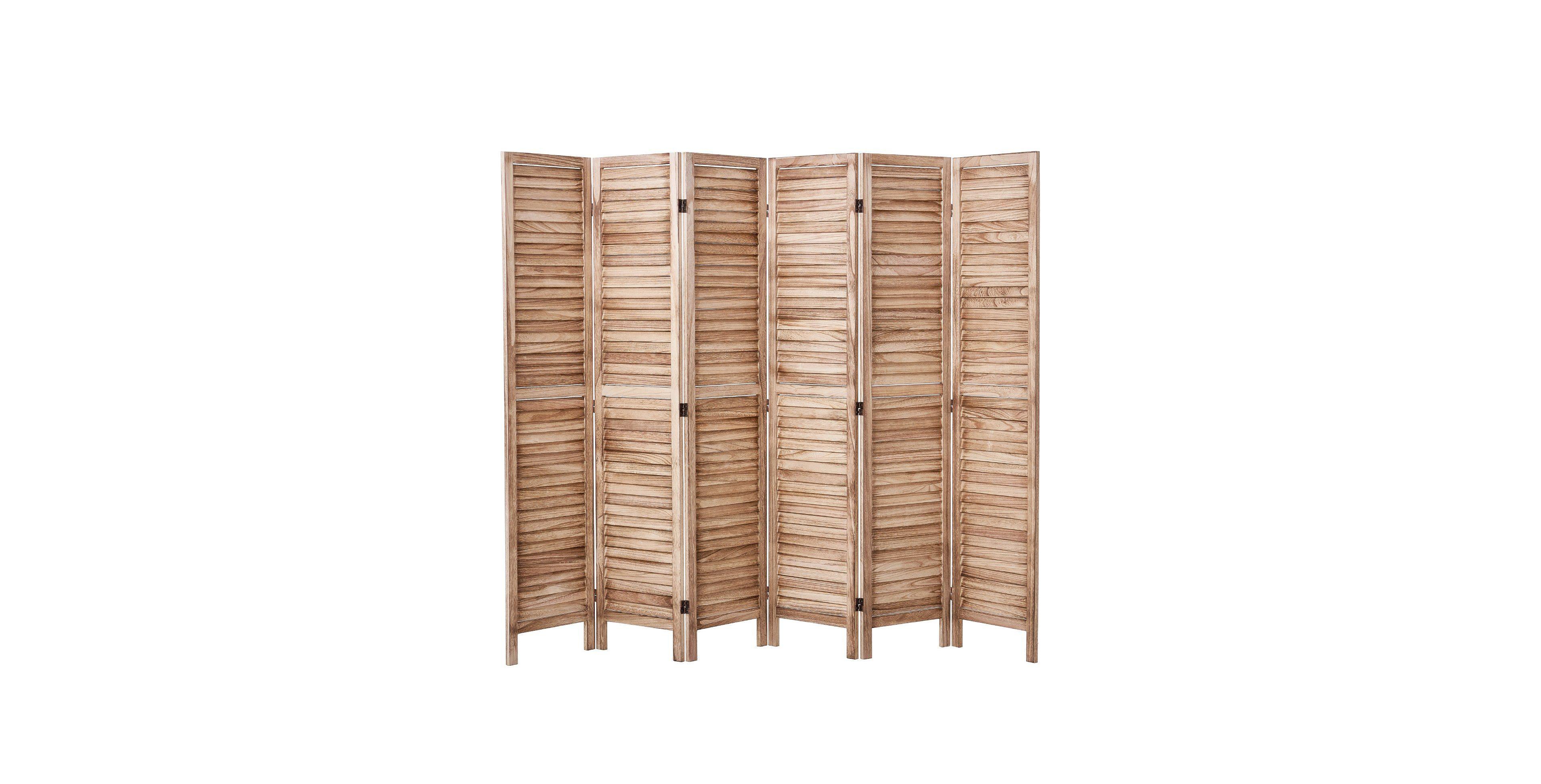 Slickblue 6 Panel Louvered Wood Room Divider, Folding Privacy Screen for Living Room, Office & Restaurant