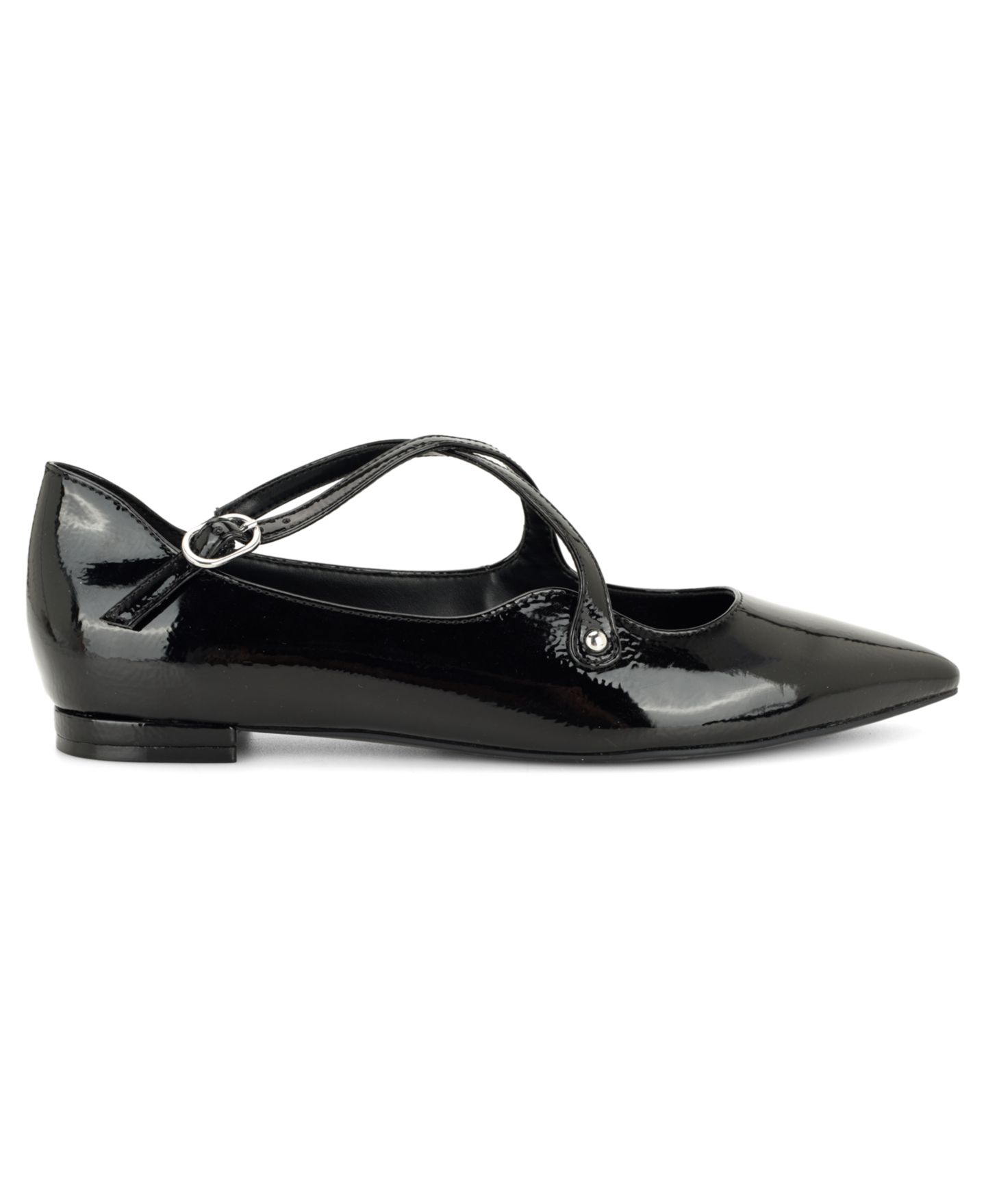 Женские балетки Nine West Jarry Crisscross Pointed Toe Dress Flats, цвет: Чёрный лаковый — фото 2