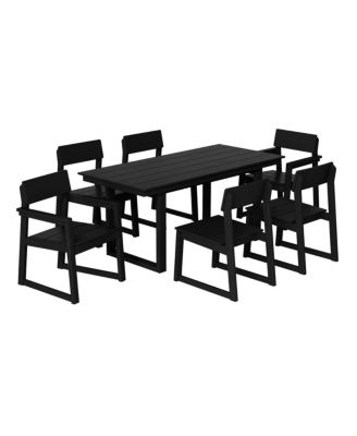 7-Piece Modern HDPE Outdoor Patio Dining Table Set With Umbrella Hole