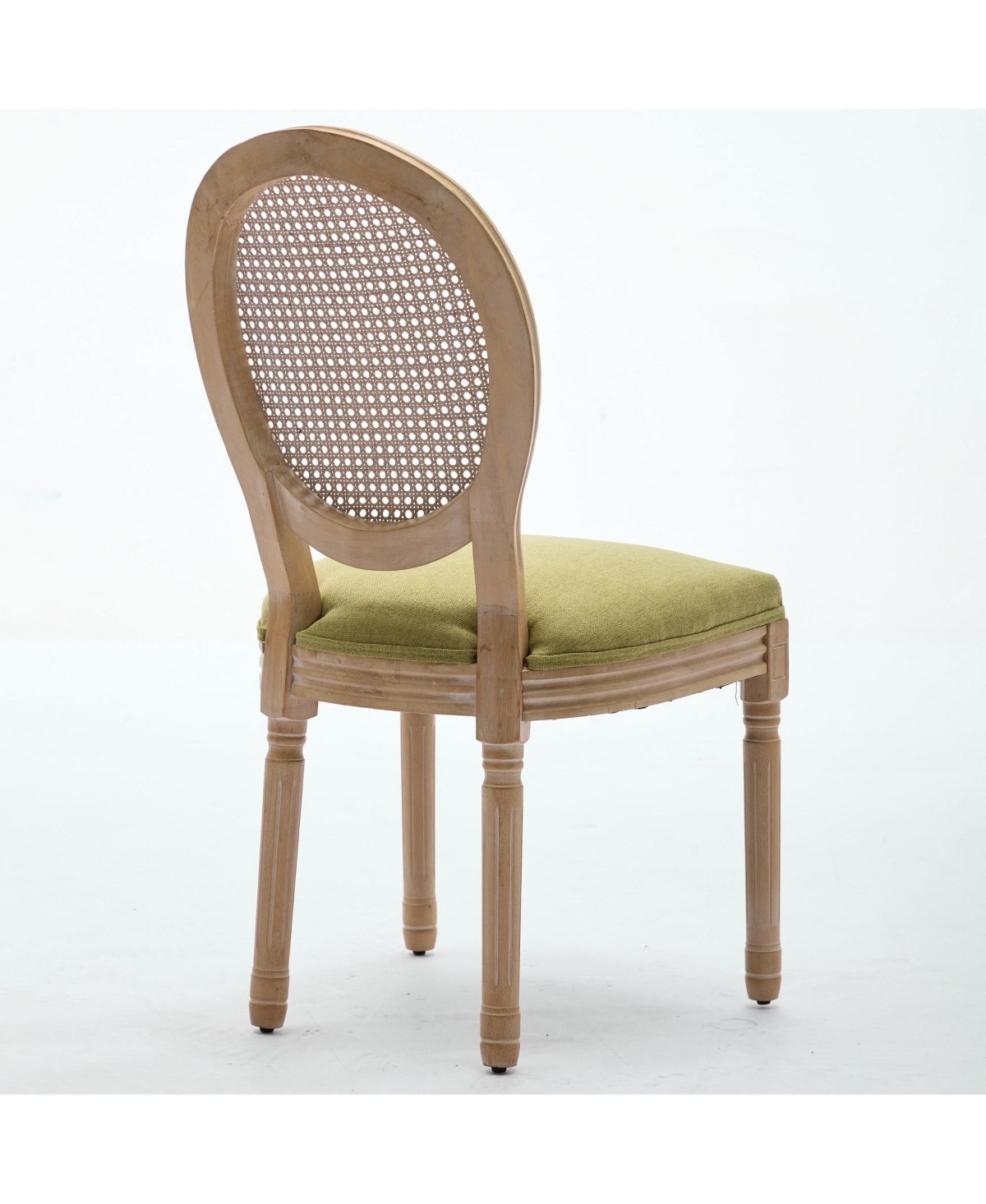 Flynama French Set of 2 Solid Wood Rattan Back Antique Carved Frame 300 Lbs Capacity Dining Chairs