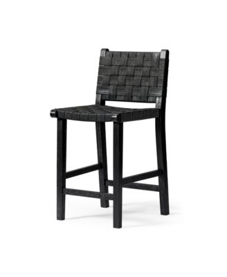 Noah Woven Faux Leather Kitchen Counter Stool with Low Back