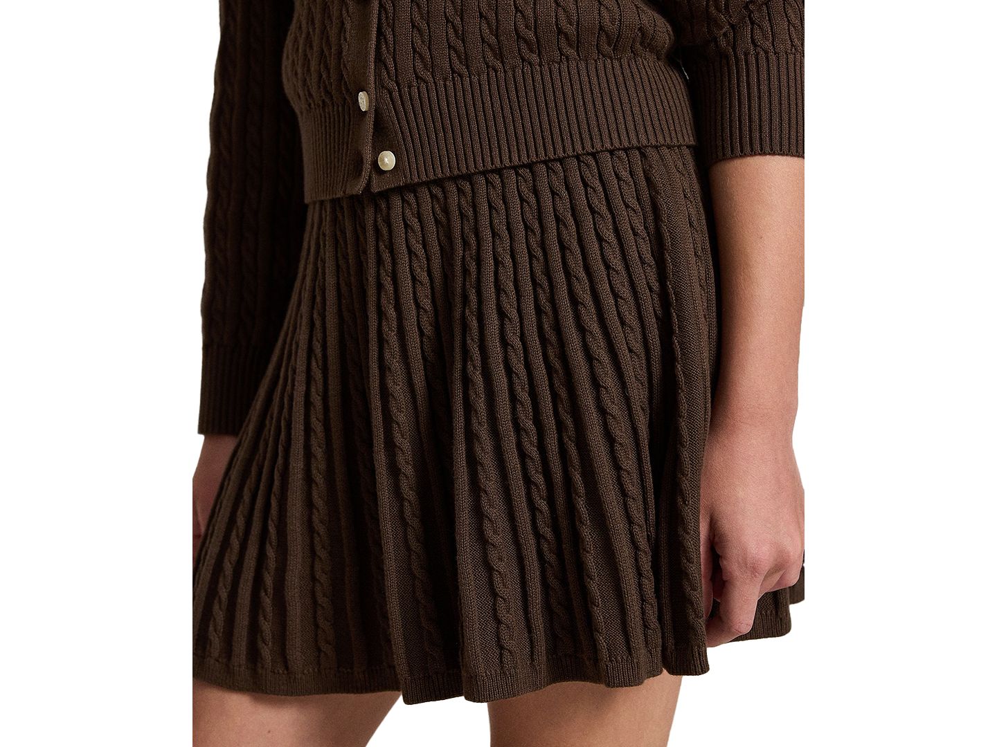 Комплект Polo Ralph Lauren Polo Cardigan Sweater and Skirt, 2-Piece Set для девочек, цвет: Коричневый — фото 3
