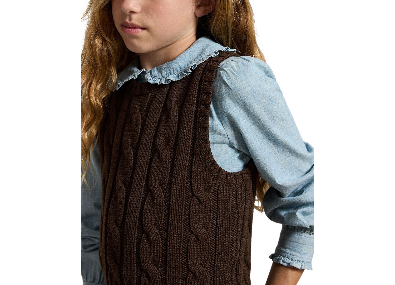 Girls' 7-16 Cable-Knit Cotton Sweater Vest