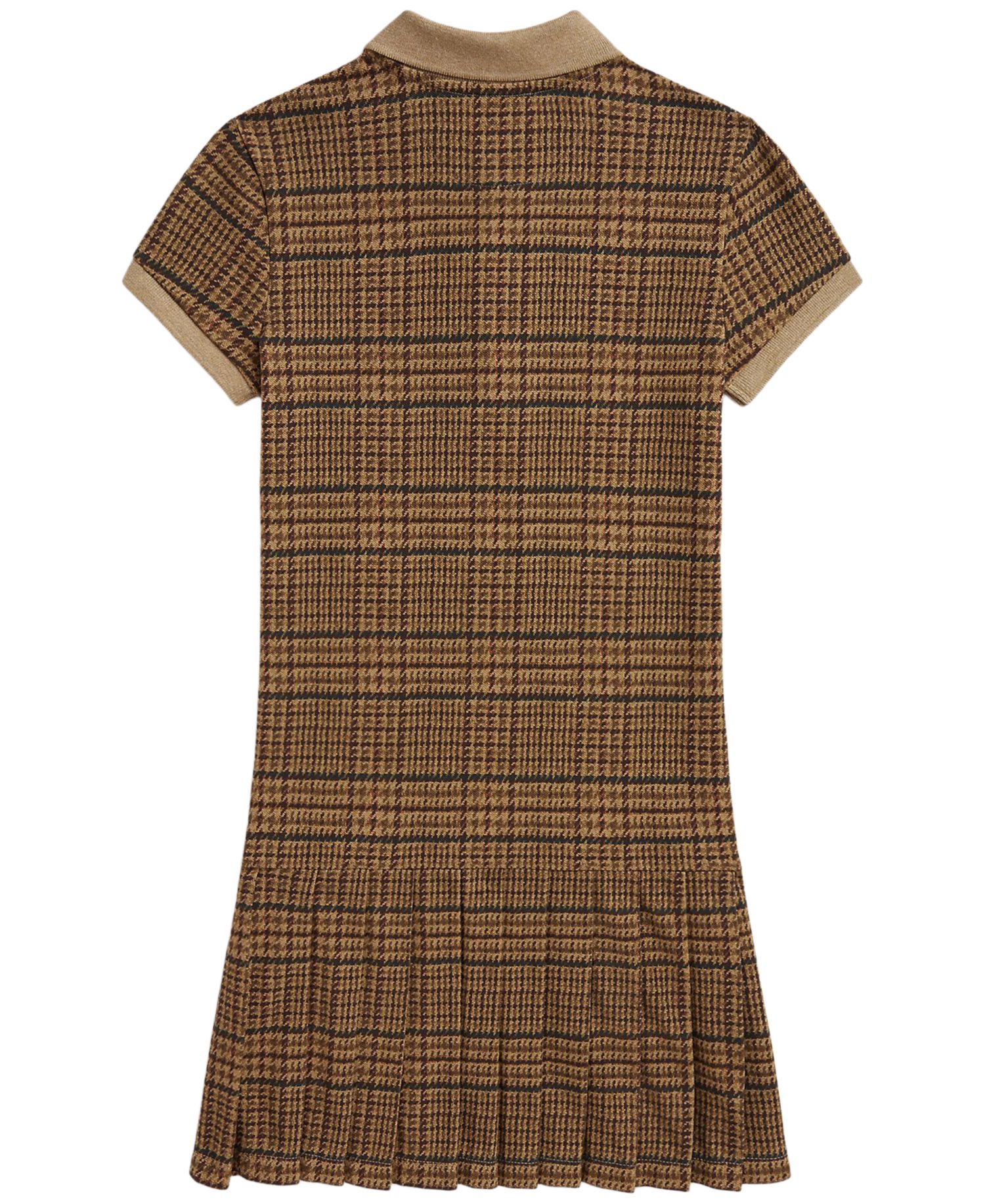 Girls' 7-16 Tweed-Print Stretch Mesh Polo Dress