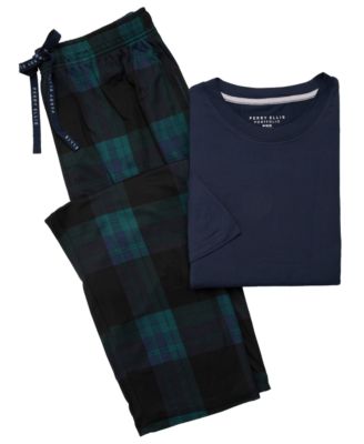 Men's Crewneck Short-Sleeve T-Shirt and Plaid Pants, 2-Piece Set