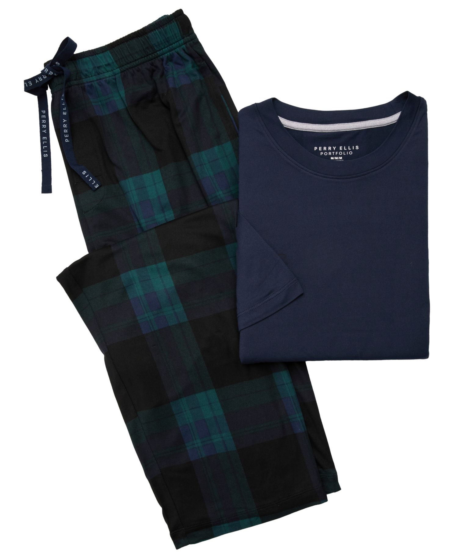 Men's Crewneck Short-Sleeve T-Shirt and Plaid Pants, 2-Piece Set