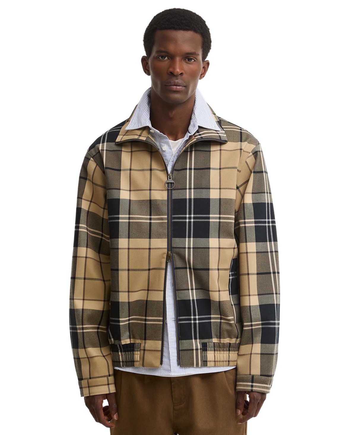 Barbour Men's Tartan Funnel-Neck Showerproof Jacket