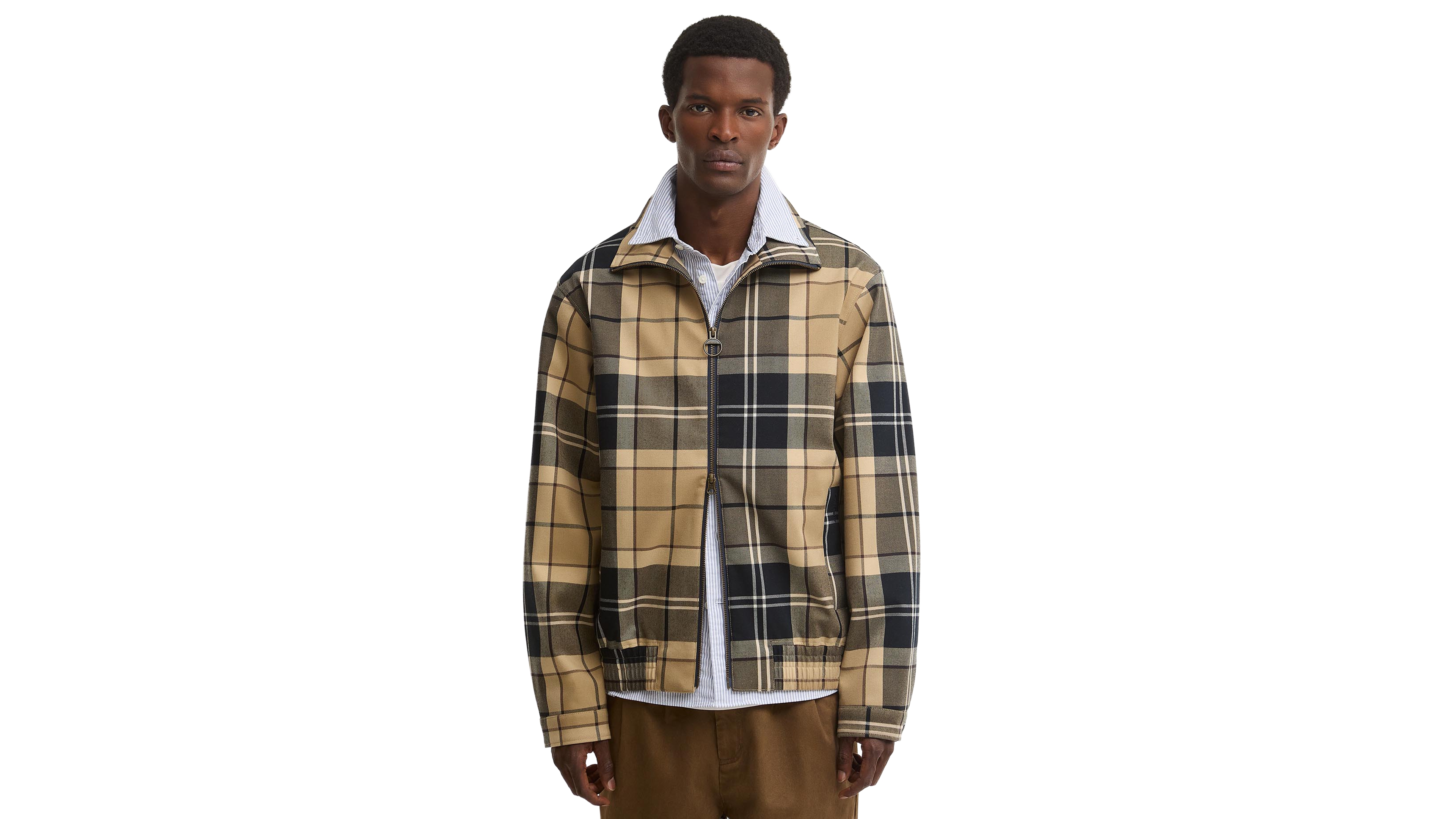 Barbour Men's Tartan Funnel-Neck Showerproof Jacket