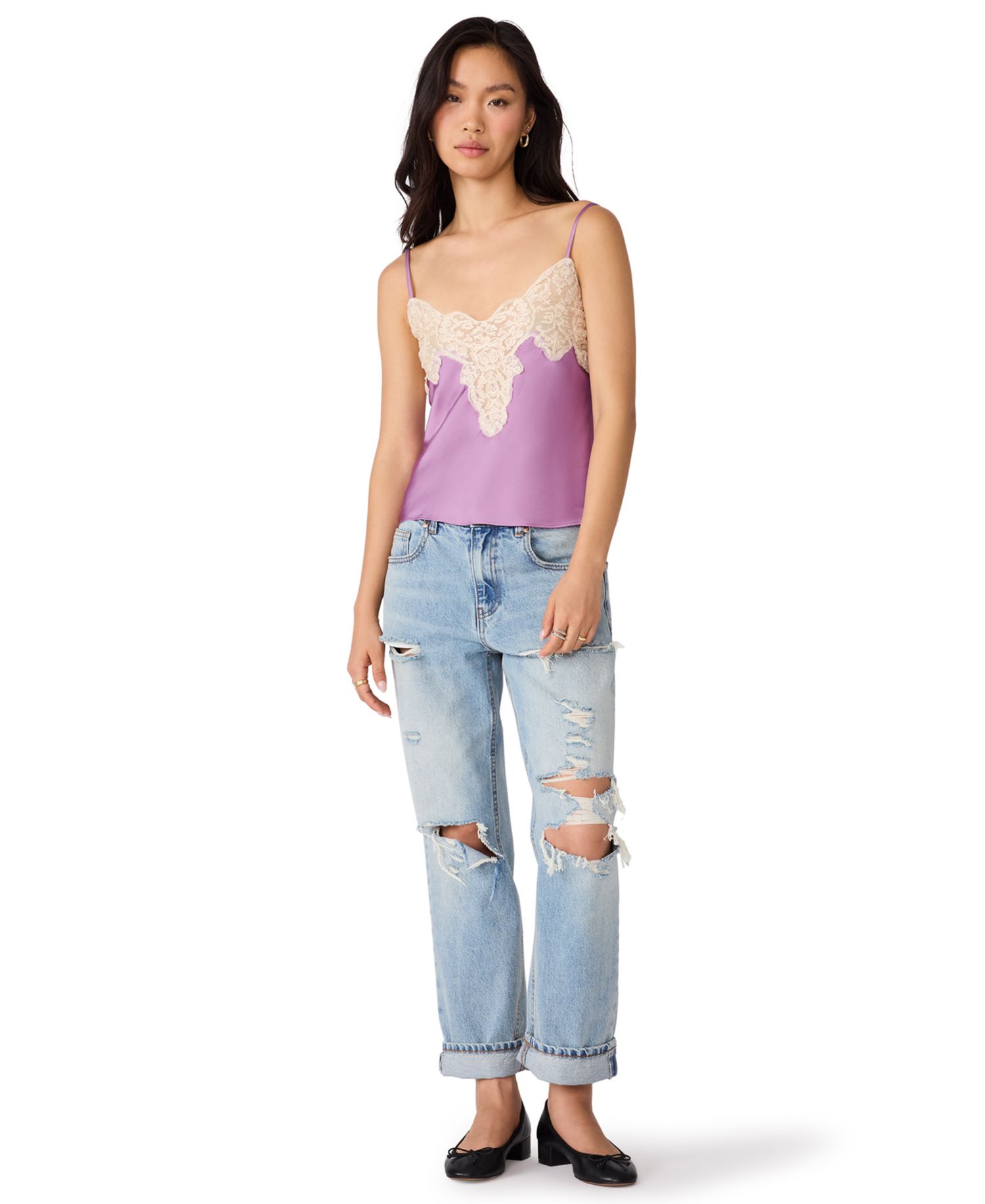 Women's Miriah Lace-Trim Sweetheart Satin Camisole