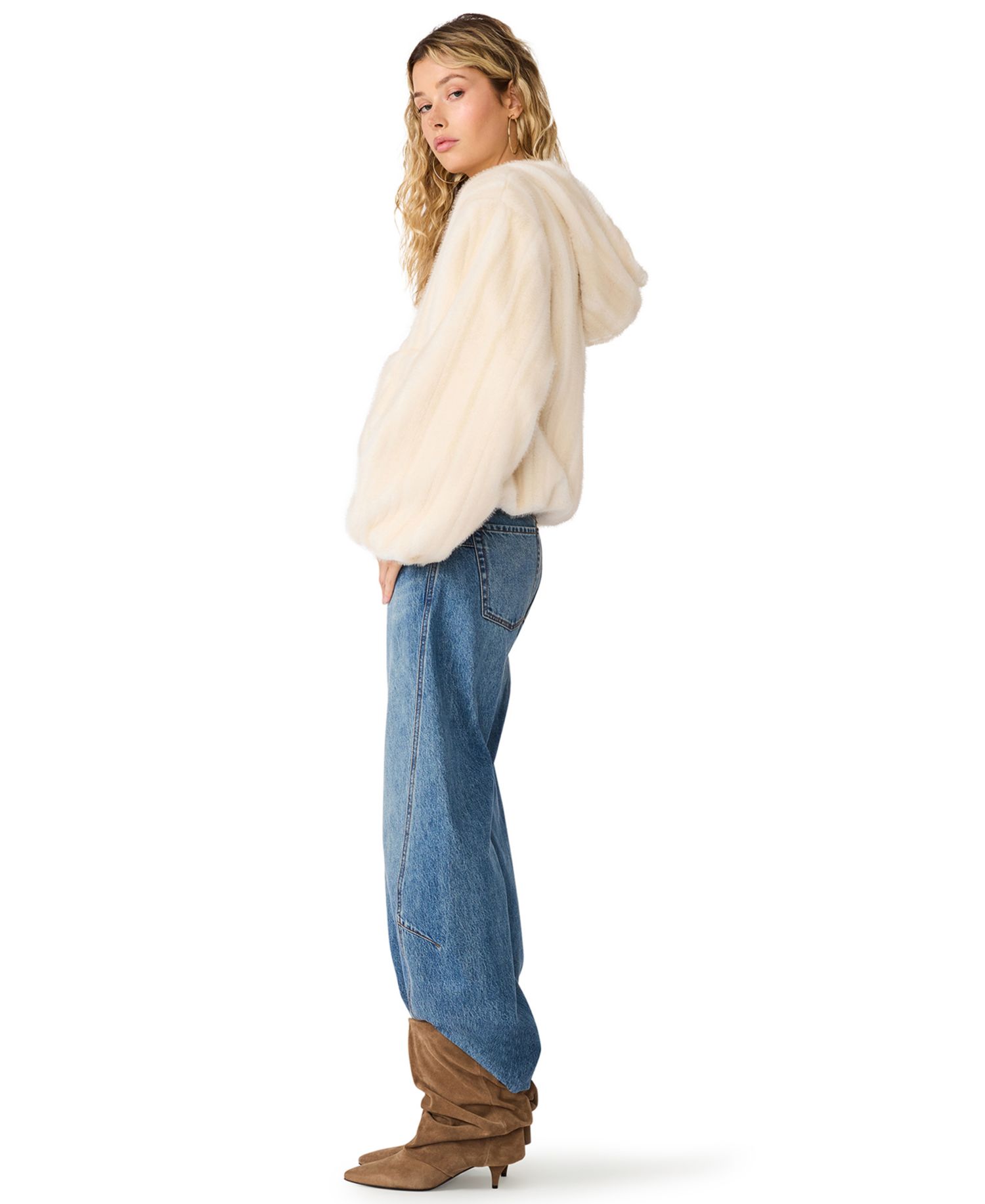 Women's Mavis J Jacket Hooded Faux-Fur Cropped Jacket