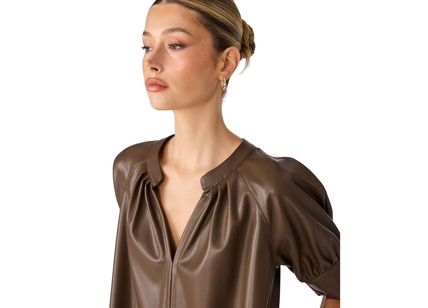 Women's Sharleene Puff-Sleeve Polyurethane Mini Dress