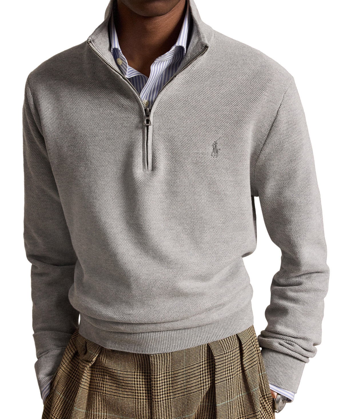 Polo Ralph Lauren Men's Mesh-Knit Cotton Quarter-Zip Sweater
