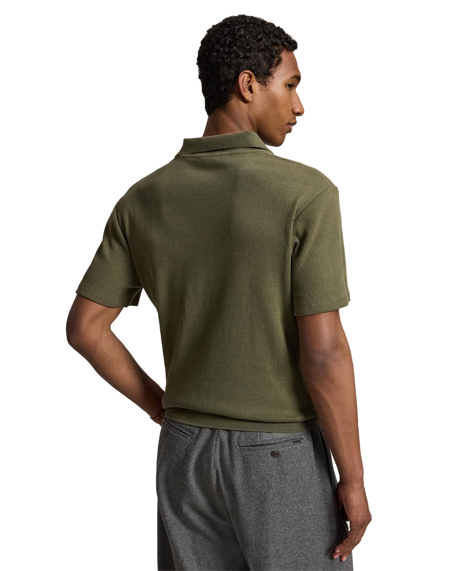 Men's Pointelle-Ribbed Regular-Fit Polo Shirt