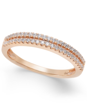 image of Diamond Double Row Band in (1/4 ct. t.w.) in 14k Gold, White Gold or Rose Gold